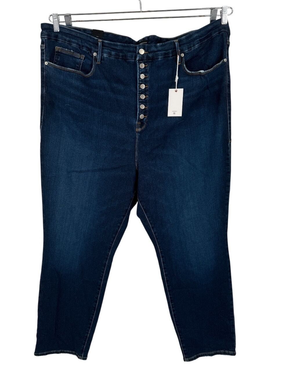 Good American Good Waist Skinny Waist Cinching Jeans dark blue size 30
